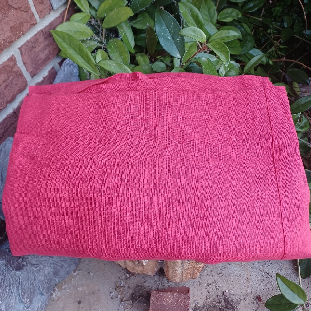LE TELERIE TOSCANO EXCLUSIVE FIRENZE RED LINEN TABLECLOTH 68'X108 NWT" - Picture 10 of 13